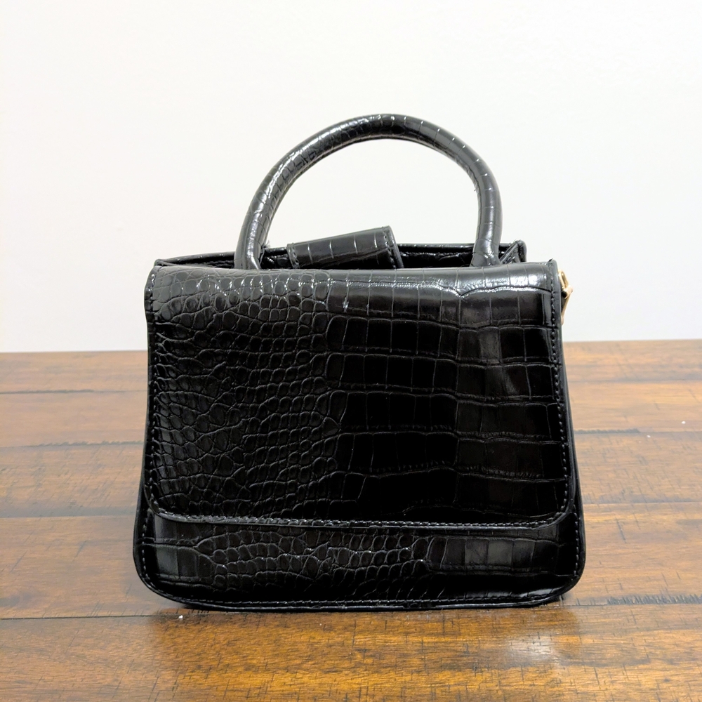 House of Want Newbie Small Satchel Black Croc-Embossed